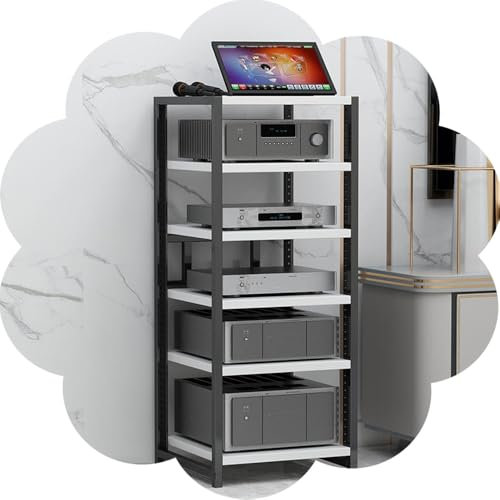 HAEKEBC Medienständer Für Audioverstärker, HiFi-Audioschrank Audio Rack Mehrschichtiger Offener Audioschrank, Höhe: 100cm(White)