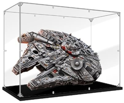 Transparente Acryl-Vitrine für Lego 75192 Millennium Falcon Schaukasten, Baustein-Sammlerstücke, transparent, staubdicht, Vitrine, Aufbewahrungsbox, Ständer für (nur Gehäuse) (2 mm)