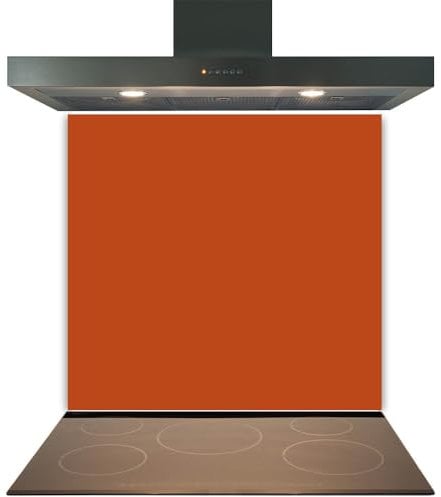 C2G Coloured Toughened Glass Splashback for Kitchen, Tempered Heat-Resistant Glass Splashbacks with Polished Edges for Cooker and Hob Backsplash (Terracotta, 60 x 70cm)