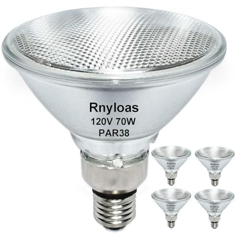 Rnyloas PAR38 Flood Light 70W 120V（80W Equivalent,4 Pack Long Lifespan PAR38 Flood Light Dimmable, High Output 800LM PAR38 Bulb with E26 Base, 2800k Warm White Par38 Lighting Bulb