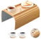 Sofa Arm Tray with Cup Mats, Foldable Sofas Arm Table Couch Tray, Anti-Slip Sofas Trayyy Tablees Armchair Tables Couch Armrest Trays Couches Cups Holder Trays Side Tablees for Phone, Remote, Cupps
