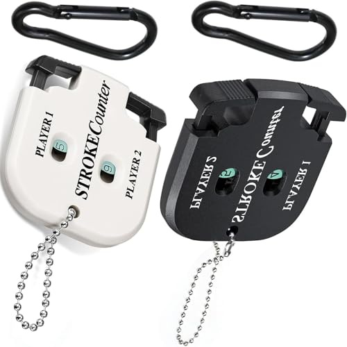 Mirrwin 2 Stück Golf Ergebnis Zähler, Golf Scorer Zähler mit 2 Karabiner Golf Ergebnis Indikator Handzähler zähler Spieler Schlagzähler mit Schlüsselkette für 2 Players Score Counters