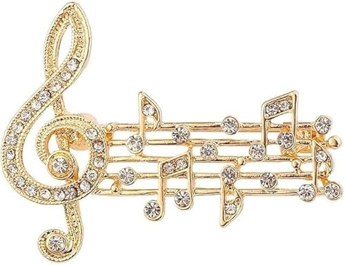 GBJUK Vergoldete Musiknoten Violinschlüssel-Brosche, Width: 27mm x Height: 29mm, Metall, 0
