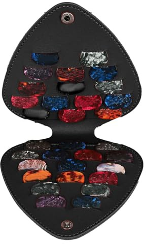 Bass-Picks-Halter PU-Leder Plektren-Aufbewahrungstasche und Box | Organizer Kompakte tragbare Tasche für Bassgitarristen, Plektrumbeutel, Pick-Halter, Musikerzubehör im Taschenformat für
