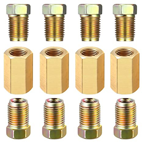 NOLOWY Assortiment de 12 raccords de conduite de frein de voiture 7/16-24 fils, pour raccords de tuyau de frein de 6,35 mm