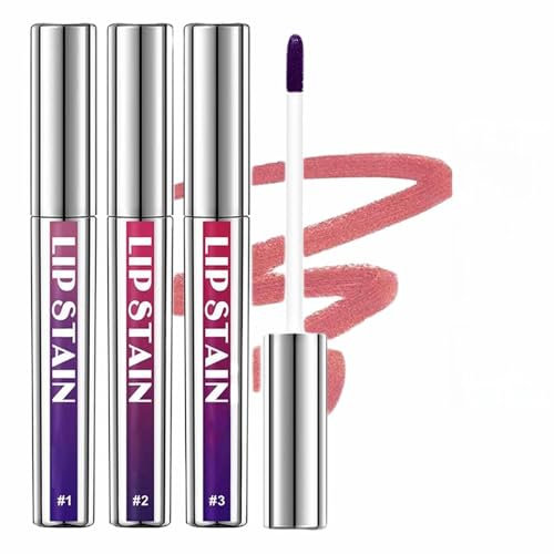 Lip Liner Stain Set,Peel off Lip Stain Long Lasting Waterproof,Peel Off Lip Liner Tattoo Nude Red Pink Velvet Matte Lip Stains for Women (3 Colors, 1 count (Pack of 3))