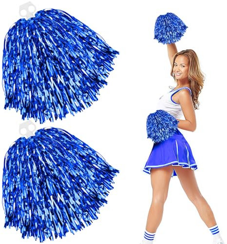 Cheerleader Pompons Mit Doppelloch Pompoms Cheerleading Cheerleader Pompons Handblumen Pompons Cheerleader Für Sportveranstaltungen Tanz Party Ballspiele Karnevalspartys Verwendet 2Stk Blau