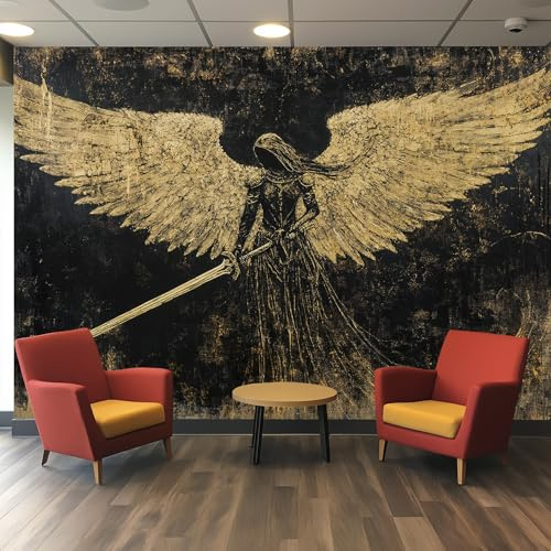 Generisch Fototapete Engel Flügel 150x105, Goth Krieger Tapete Fototapeten, Schlafzimmer Wohnzimmer, Vlies Tapeten Wandtapete, XL Wandbild Wand Deko B25