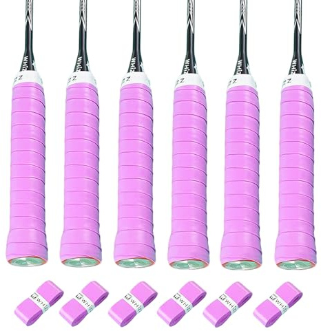 BAIHUALIN Whizz 6 Stück Griffbänder Tennis, Griffband für Badminton, Squash, Pickleball, weicher, Rutschfester Premium-Overgrip mit Abschlussband, Lila