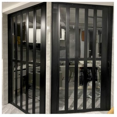 Vyrata Accordion Track Door, Portable Double Aluminum Walled Foldable, Retractable Shower Door Folding Closet Door Rv Interior Door Laundry Room Door, with Hardware(71x80(180.3x203.2cm))