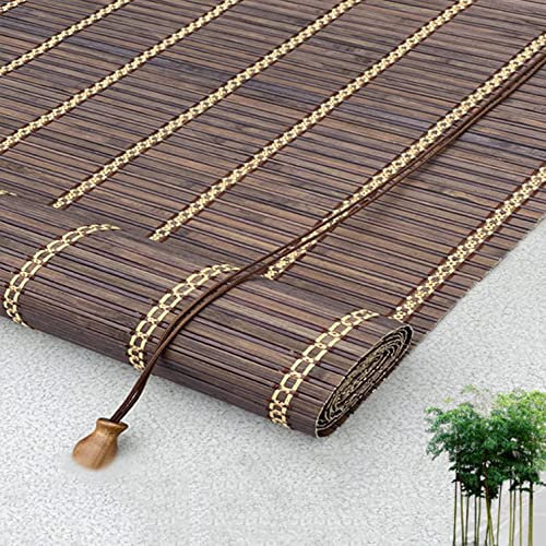 Persianas enrollables de bambú marrón oscuro personalizadas, cortinas de ventana no transparentes que transmiten la luz, persianas enrollables de madera natural para ventanas y puertas (80 x 100 cm