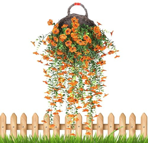 Generisch Artificial Funnel Winches Flowers | Artificial Glory Flower Basket - Home Accessories Decoration for Front Garden Gazebo Patio Wall