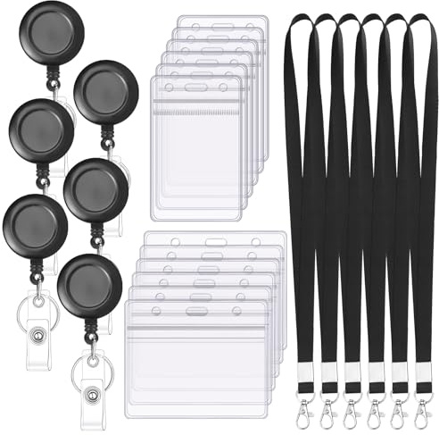 12Er Set Ausweishüllen Mit Band, Horizontal/Vertikal, Transparent | Mit Lanyards & Retractable Clips, Pvc/Abs/Nylon, Wasser- Und Staubdicht, Für Büro, Schule Und Ausweise