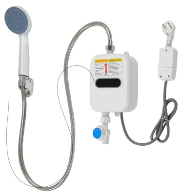 Durchlauferhitzer 230V Dusche 3500W Warmwasserbereiter mit Handbrause Display 30–60 °C Einstellbar Schnelle Heizung 1/2-Zoll-Schlauchanschluss IPX4 Niederdruck 0.04–0.4 MPa für Bad