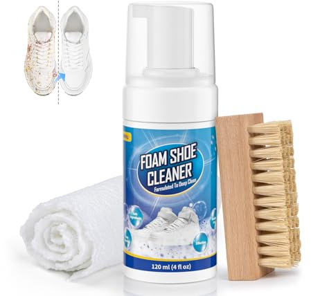 Jevvu Shoe Cleaner, Trainer Cleaner Foam for Removing Stains and Dirt, Shoe Cleaning Kit for White Shoes, Leather, Knit, Boots, Canvas, Fabric