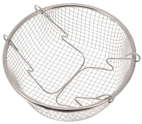 KAILIKETIY Edelstahl Frittierkorb Frittierkorb Sieb mit Ergonomischem Griff für Heißluftfritteuse und Frittieren Runder Korb für Pommes und Kleine Fische Formstabil und Langlebig