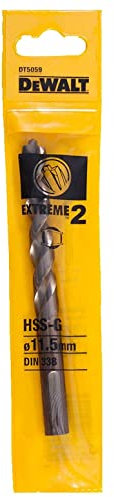 Dewalt Extreme 2 Metallbohrer HSS-G, DT5059 (11.5mm Durchmesser, 142mm Gesamtlänge, 91mm Arbeitslänge, für den Einsatz in Stahl, Eisen, Nickel, Messing, Holz und Kunststoff) 1 Stück