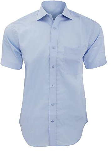 Kustom Kit Mens Premium Non Iron Short Sleeve Shirt (15.5inch) (Light Blue)