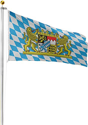 normani Alu Fahnenstange, Bayern oder Deutschland Flagge, Fahne zur Fussball WM/EM NEU - (6,20m bis 9m) Farbe Bayern Größe 6.80 Meter