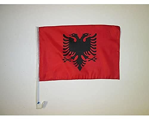 AZ FLAG - Autofahne Albanien - 45x30 cm - Albanische Autoflagge 30 x 45 Cm - Auto Flaggen