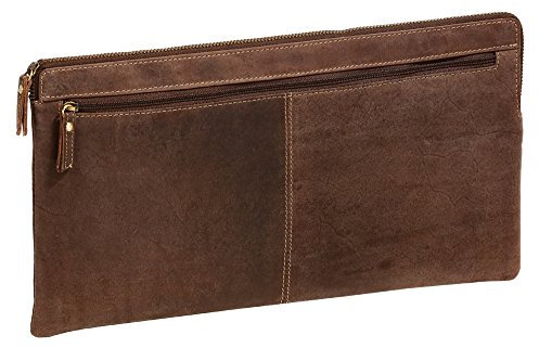 LEAS Banktasche & Geldtasche extra groß im Vintage-Style Echt-Leder, braun Special-Edition 33x18x1cm (BxHxT)