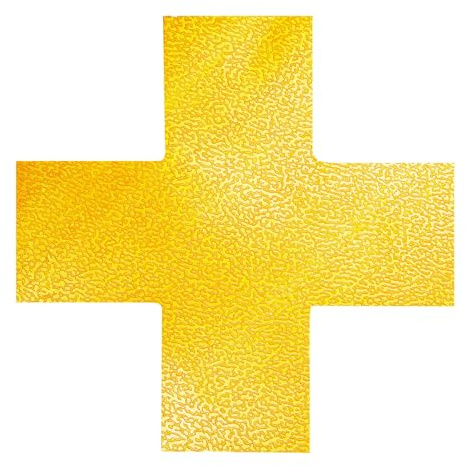Durable 170104 Pitch Marker in Cross Shape, Self-Adhesive and Abrasion-Resistant, RAL 1003 Signal Yellow | Indoor Floor Marking, Abrasion Resistant & Durable, R9 Non-Slip 150 x 150 x 0.7 mm