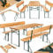 TecTake® Set 3 Pezzi da Birreria, Tavolo e Panche da Esterno con Comodo Schienale, Struttura in Acciaio, Cerniere Robuste, Set da Giardino - Set da Birra con Schienale, Tavolo 176 x 42,5 x 83 cm