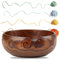 HEEPDD Yarn Bowl, Natural Wooden Yarn Storage Bowl with Carved Holes and Drills for Knitting Crochet Home Decor(Diameter 18-20CM)