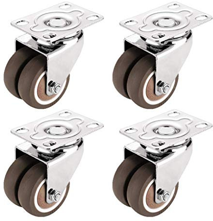 4er Set Lenkrollen Ohne Bremse Möbelrollen Rollen für Palettenmöbel Kugellager Universalrollen Doppelrolle als Rollen für Möbel Schwerlastrollen oder als Transportrolle mit Platte (1.5inch)