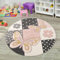 TT Home Kinderteppich Teppich Kinderzimmer Mädchen Kinder 3D Prinzessin Sterne Krone, Farbe:Bunt, Größe:200 cm Rund