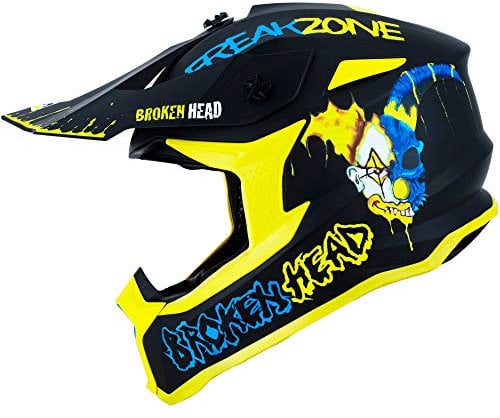 Broken Head FreakZone Motocross-Helm Blau-Gelb – Cross-Helm – MX – Quad – Supermoto (XXL 63-64 cm)