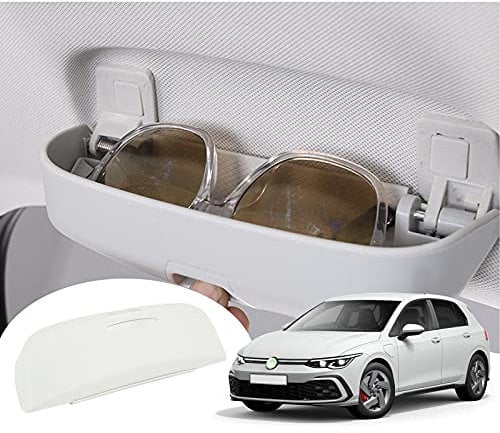 GAFAT Sonnenbrillenhalter Brillenetui für 2020-2024 2025 V*W Golf 8 ID.3 ID.4/Cuprα Born/Skodα Enyaq iV/Octavia 4/A-u-di Q4 e-tron, Golf 8 GTI GTE GTD MK8 Innenraum Aufbewahrungsbox Organizer (Weiß)