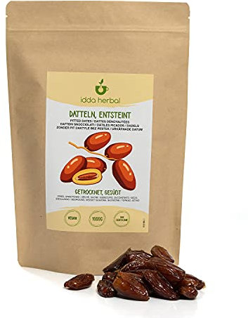 Datteri (1kg), Datteri Secchi Snocciolati, Deliziosi e Succosi, Snack alla Frutta Pronto da Mangiare, Vegano