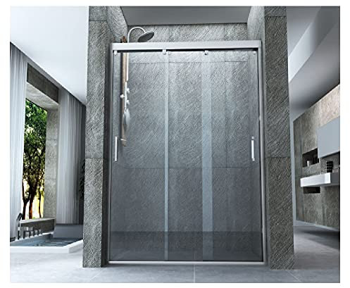 Porte de douche 3 portes coulissantes superposables pour niche en cristal 8 mm transparent, largeur 80 cm et hauteur 195 cm