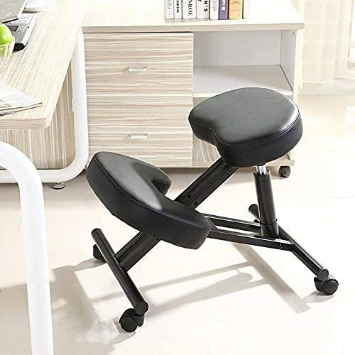Silla de rodillas ortopédica taburete ajustable ergonómico trasero postura oficina marco asiento negro modelo 2021