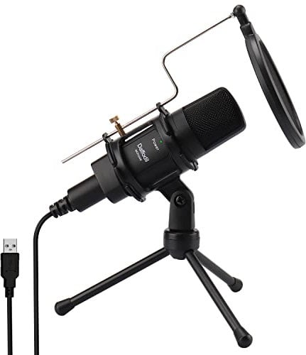 Daffodil Micro Condensateur USB Omnidirectionnel avec Trépied et Filtre Anti-Pop MCP200 - Microphone PC Mac Professionnel avec Pied Enregistreur Podcast Gamer Studio Stream Ordinateur ASMR - Noir