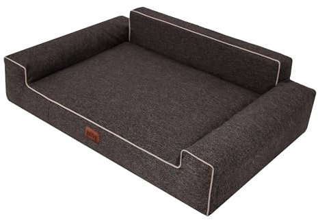 HOBBYGARDEN Hundebett Hundekissen Bett Kissen Haustierbett Hundeliegen Hundesofa Hundecouch Liegen Sofa Hundekorb Tierbett Weich, Braun, 98 x 66 cm