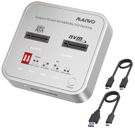 MAIWO M.2 NVMe SATA SSD Cloner Reader, USB 3.1 10Gbps, Support 4 Clone Modes - NVMe to SATA, SATA to NVMe, SD Card to NVMe, SD Card to SATA