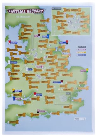 92 Club Football Grounds Saison 2026-27 - 29 x 42 cm | Maps International - Carte de voyage à collectionner et à gratter