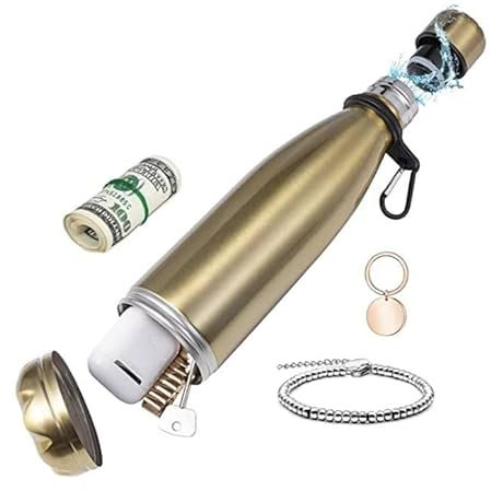 Botella de almacenamiento segura de acero inoxidable para guardar llaves, capacidad de 750 ml (dorada)