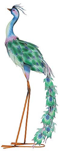 Garten Outdoor Statue Schmiedeeisen Pfau Skulptur, Gartenstatue Tier Retro Wohnzimmer Balkon Innenhof Terrasse Blume Gartendekoration Ornamente (Farbe: B)