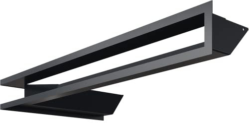 KRATKI Lüftungsgitter für Kamine, Eckgitter rechts, mit Lufteinlass, Abdeckung 45 Grad, pulverbeschichteter Stahl, 40 x 80 x 9 cm, Graphit