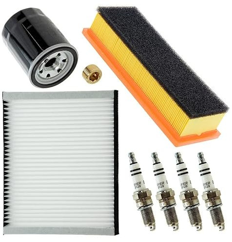 ATEC Germany Inspektionspaket Filterset mit 1x Luftfilter, 1x Innenraumfilter, 1x Ölablassschraube, 4x Zündkerze Super Plus YR7DC Kompatibel mit FORD KA (RU8), LANCIA YPSILON (843_)