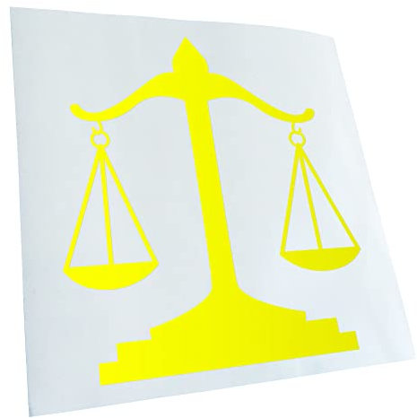Kiwistar - Autoaufkleber - Neongelb - 60x55cm - Waage Gericht Anwalt Justitia Sticker - Heckscheibe Auto Aufkleber wetterfest für Kfz LKW Mofa Truck - Sticker außen selbstklebend Tuning Zubehör für