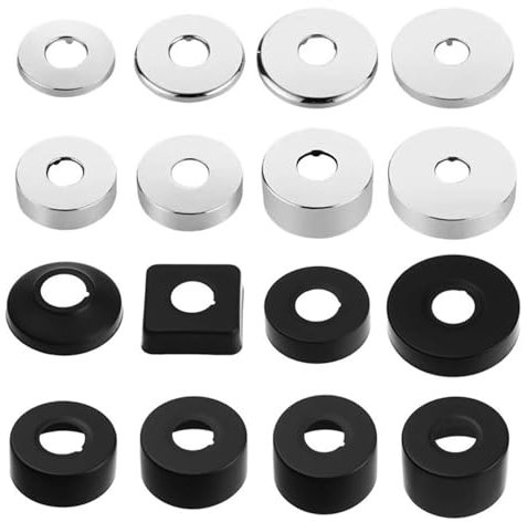 Lot de 2 rosace robinet noir de Ø 25 mm (3/4) - cache tuyau en acier inoxydable,rosace mitigeur douche,rosace robinet douche - rosace pour robinets de douche,robinets,radiateurs(noir, 80 x 20)