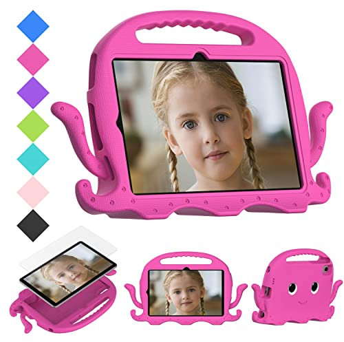 Funda para tablet + protector de pantalla para Samsung Galaxy Tab S6 Lite de 10.4 pulgadas 2020/2022 P610/615/613/P619, funda apta para niños con asa de soporte de pulpo, espuma ligera a prueba de