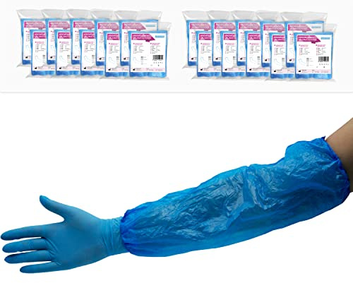 2000x ARNOMED® CPE Einweg Ärmelschoner Extra Stark, Plastik Ärmelschoner | Einweg Armstulpen mit Gummizug Blau, Wasserdicht, Ärmelschutz gegen Schmutz für Damen & Herren, Einweg Armlinge