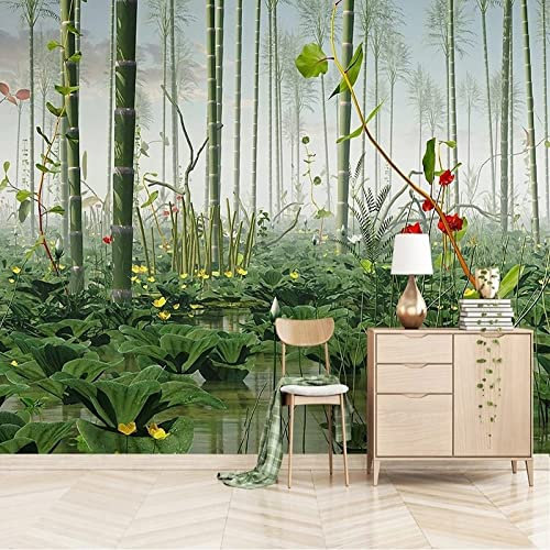 XAONUO Arbres Papier Peint Photo 3D Optique Arbres Vert Plantes Trompe L Oeil | Déco Mural Tableaux Muraux Photo 140X70Cm Mural Décor Motif Poster Géant Stickers Muraux Optique Fond Effet