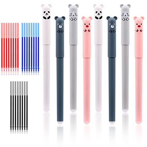 talifoca Radierbarer Kugelschreiber,8 pcs Panda Löschbaren Gel Stift mit 24 Nachfüllungen,Löschbarer Gelstift Cartoon Gel Ink Pen Gelschreiber,Tintenroller Radierbar Löschbar Leicht Zu Reiben Rub Gel