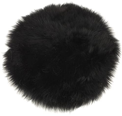 MACOSA - Cuscino decorativo rotondo in vera pelliccia di agnello, 34 cm, colore nero